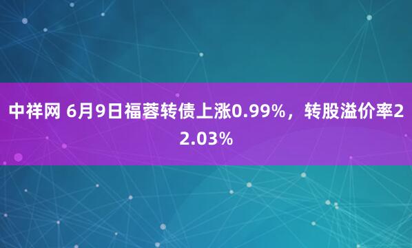 中祥网 6月9日福蓉转债上涨0.99%，转股溢价率22.03%