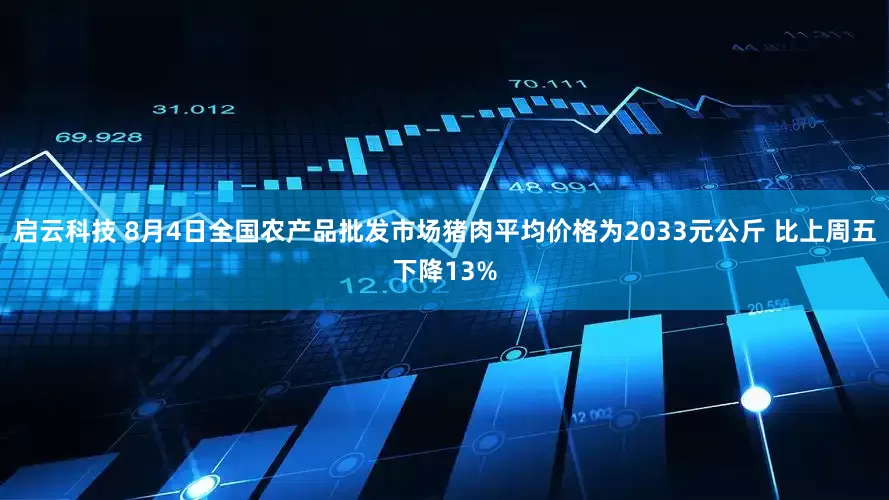 启云科技 8月4日全国农产品批发市场猪肉平均价格为2033元公斤 比上周五下降13%